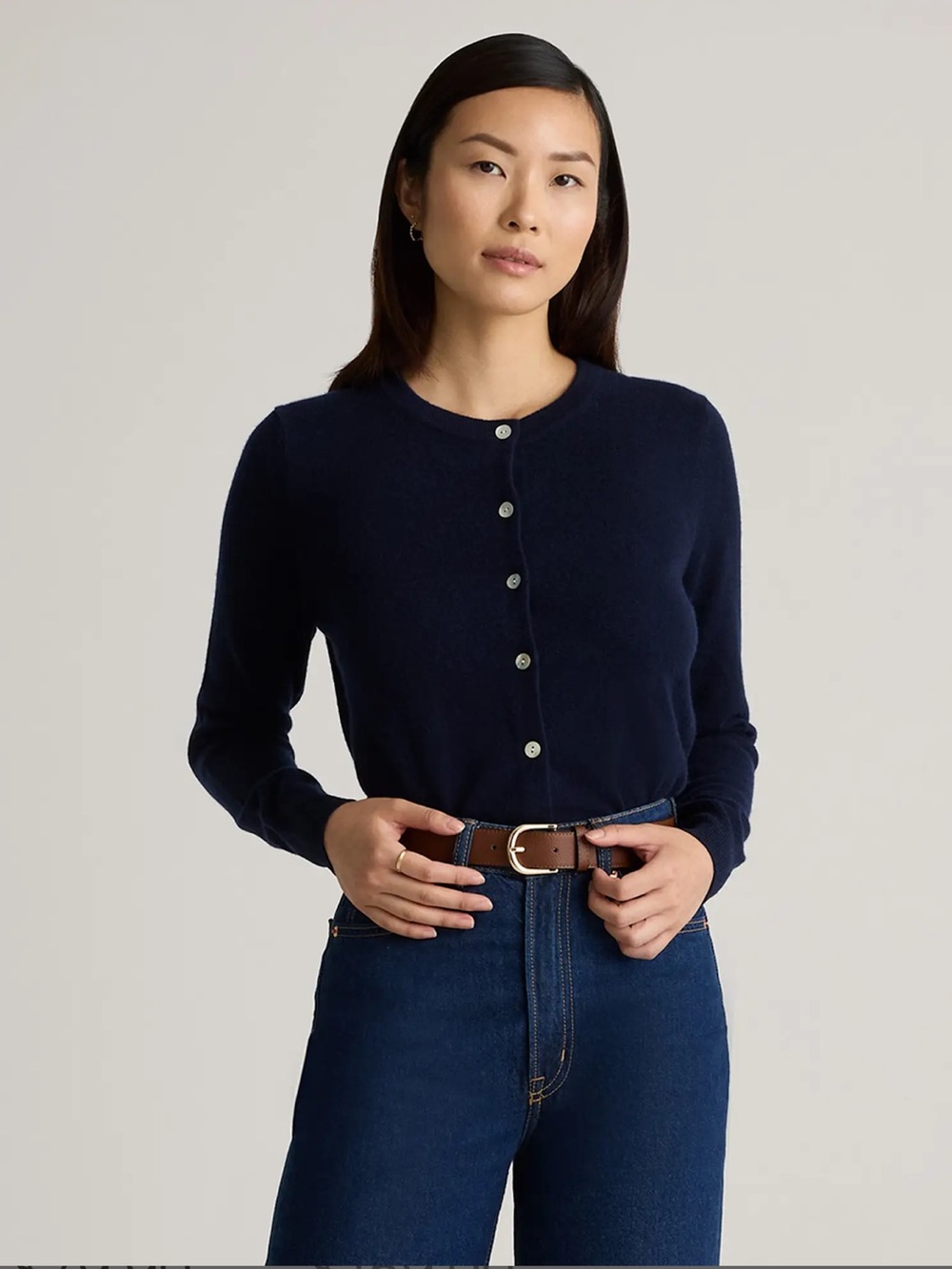 Quince Mongolian Cashmere Cardigan Sweater | True Navy | Small